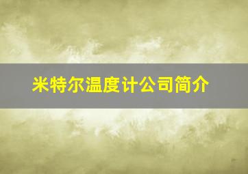 米特尔温度计公司简介