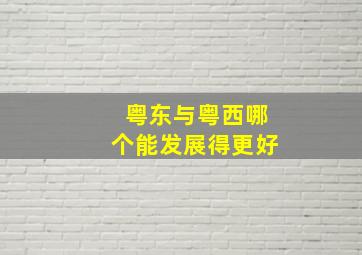 粤东与粤西哪个能发展得更好