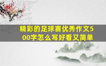 精彩的足球赛优秀作文500字怎么写好看又简单