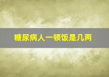 糖尿病人一顿饭是几两