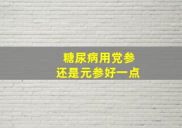 糖尿病用党参还是元参好一点