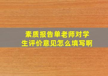 素质报告单老师对学生评价意见怎么填写啊