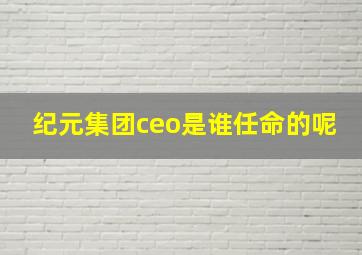 纪元集团ceo是谁任命的呢