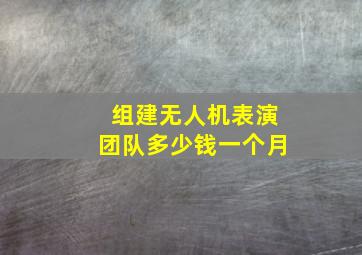 组建无人机表演团队多少钱一个月