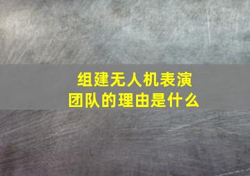 组建无人机表演团队的理由是什么