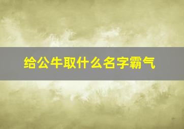 给公牛取什么名字霸气