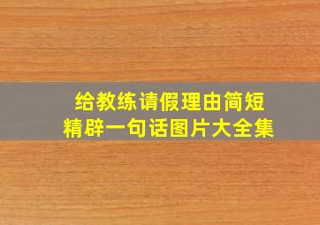 给教练请假理由简短精辟一句话图片大全集