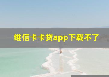 维信卡卡贷app下载不了