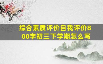 综合素质评价自我评价800字初三下学期怎么写