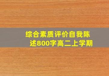 综合素质评价自我陈述800字高二上学期