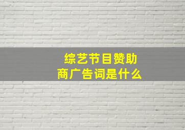 综艺节目赞助商广告词是什么