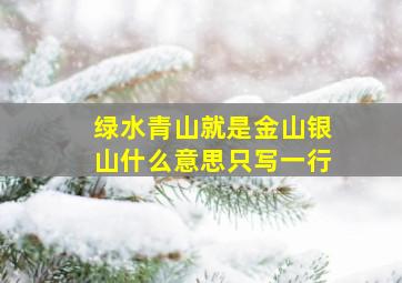 绿水青山就是金山银山什么意思只写一行