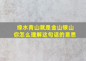 绿水青山就是金山银山你怎么理解这句话的意思