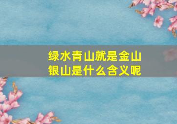 绿水青山就是金山银山是什么含义呢