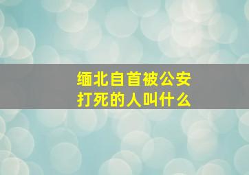 缅北自首被公安打死的人叫什么