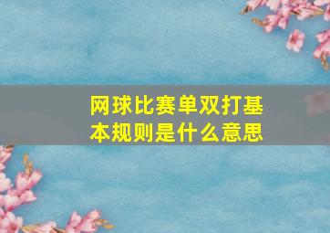 网球比赛单双打基本规则是什么意思