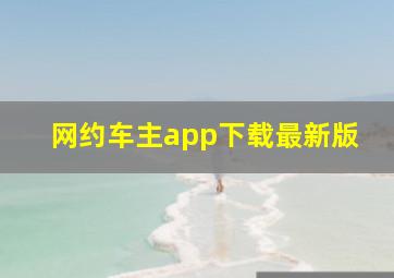 网约车主app下载最新版