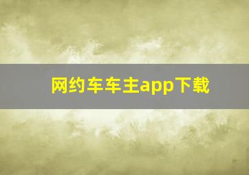 网约车车主app下载