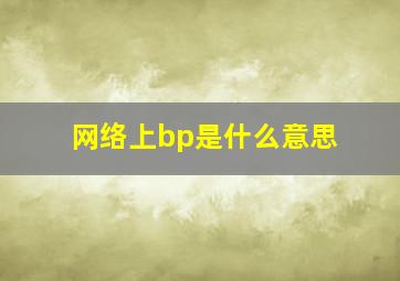 网络上bp是什么意思