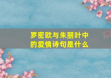 罗密欧与朱丽叶中的爱情诗句是什么