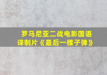 罗马尼亚二战电影国语译制片《最后一棵子弹》