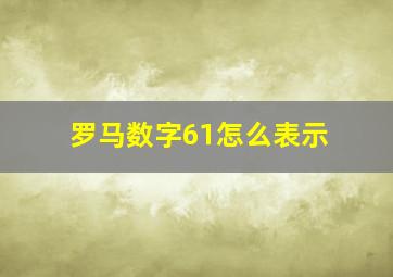 罗马数字61怎么表示