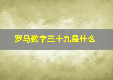 罗马数字三十九是什么