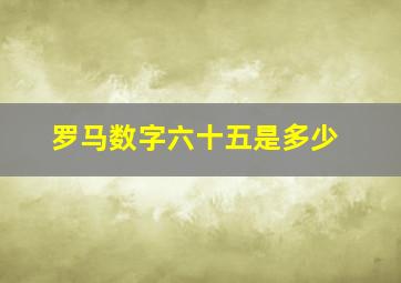 罗马数字六十五是多少