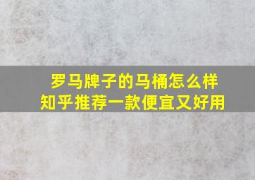 罗马牌子的马桶怎么样知乎推荐一款便宜又好用