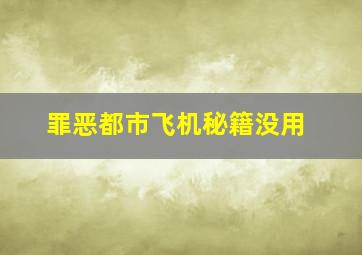 罪恶都市飞机秘籍没用