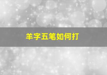 羊字五笔如何打