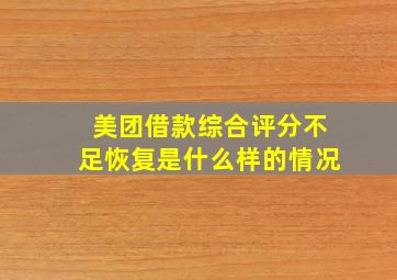 美团借款综合评分不足恢复是什么样的情况