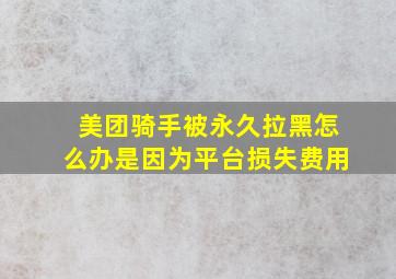 美团骑手被永久拉黑怎么办是因为平台损失费用