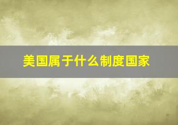 美国属于什么制度国家