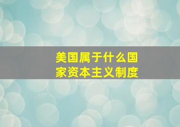 美国属于什么国家资本主义制度