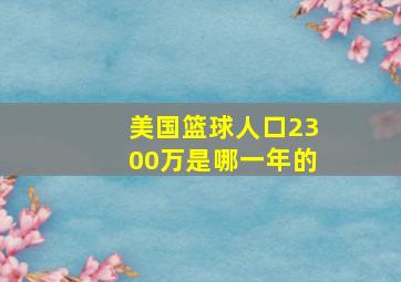 美国篮球人口2300万是哪一年的