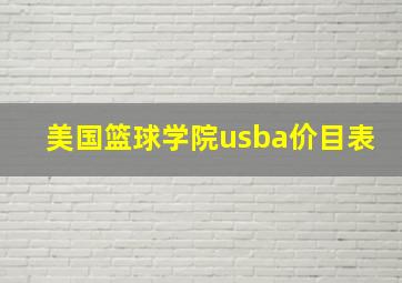 美国篮球学院usba价目表