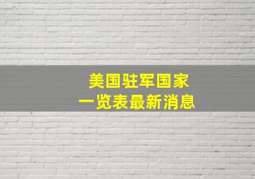 美国驻军国家一览表最新消息