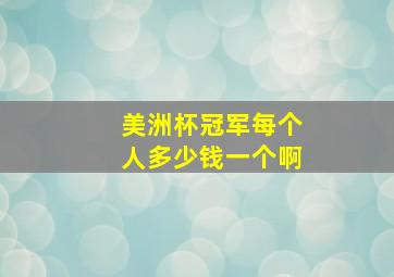 美洲杯冠军每个人多少钱一个啊