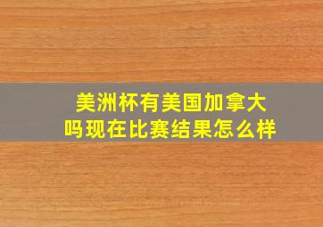 美洲杯有美国加拿大吗现在比赛结果怎么样