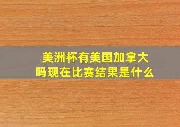 美洲杯有美国加拿大吗现在比赛结果是什么