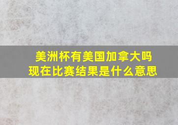 美洲杯有美国加拿大吗现在比赛结果是什么意思