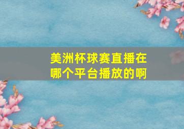 美洲杯球赛直播在哪个平台播放的啊