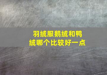 羽绒服鹅绒和鸭绒哪个比较好一点