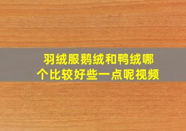 羽绒服鹅绒和鸭绒哪个比较好些一点呢视频