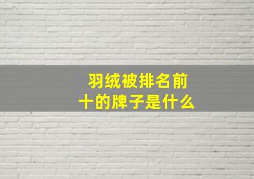 羽绒被排名前十的牌子是什么