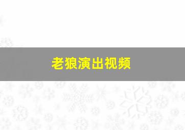 老狼演出视频