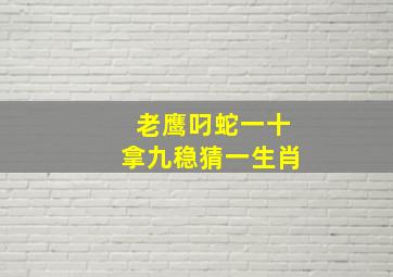 老鹰叼蛇一十拿九稳猜一生肖