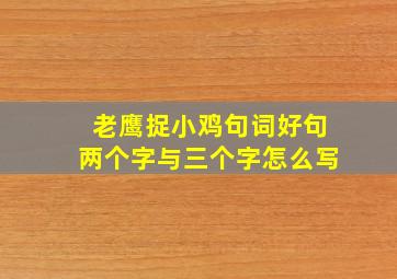 老鹰捉小鸡句词好句两个字与三个字怎么写