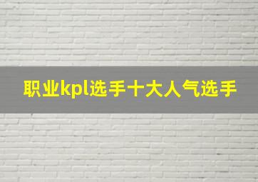 职业kpl选手十大人气选手